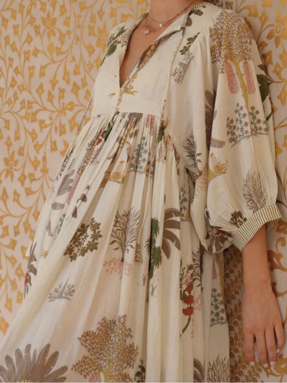 Maison Marigold Taj Maxi Dress in Natural Palm Print Size: M/L